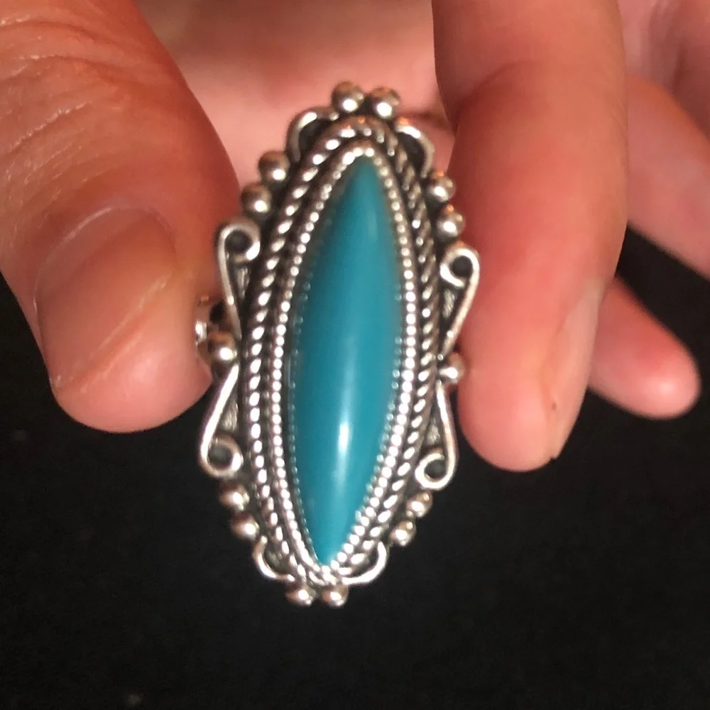 SOLD on another site! Vintage turquoise stone silver ring signed Park Lane - Picture 3 of 8